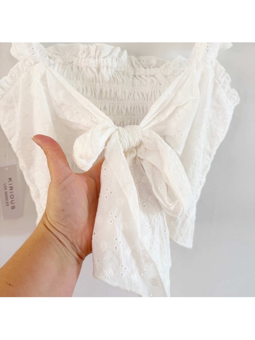 NWT Kirious Women 100% Cotton Eyelet Tie Back Top Medium Cottage Boho Coquette - Picture 4 of 7